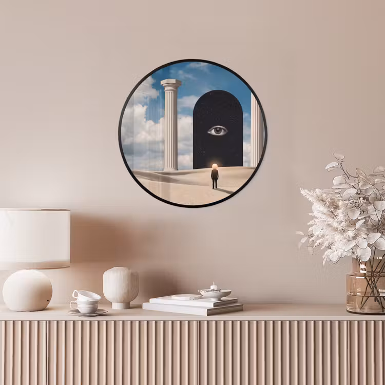 Poster im Rahmen Rund - Traum – Wüste – Auge - Droom - Woestijn - Oog Fotolijst rond zonder passe partout klein