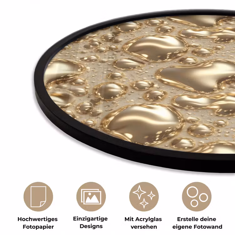 Druppels - Organisch - Goud Fotolijst rond zonder passe partout klein 856 -closeup_DE