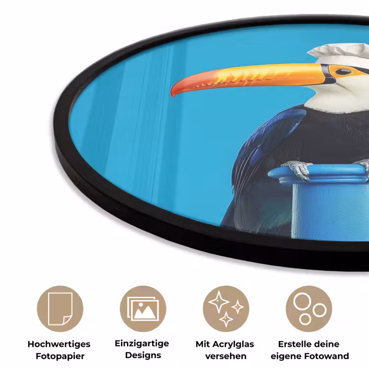 Tucan - Sokkel - Vogel - Koksmuts Fotolijst rond zonder passe partout klein -closeup_DE