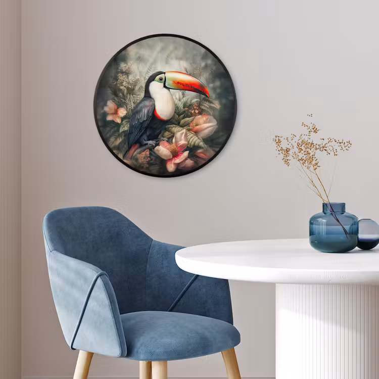 Toekan - Vogels - Bloemen - Planten - Tropisch Fotolijst rond zonder passe partout klein -sfeer2