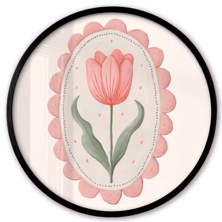 Tulp - Lijst - Ovaal - Illustratie Fotolijst rond zonder passe partout klein -3d