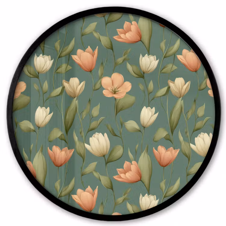 Tulpen - Botanisch - Groen Fotolijst rond zonder passe partout klein 856 -3d