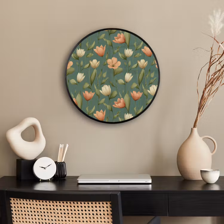 Tulpen - Botanisch - Groen Fotolijst rond zonder passe partout klein 856 -sfeer1