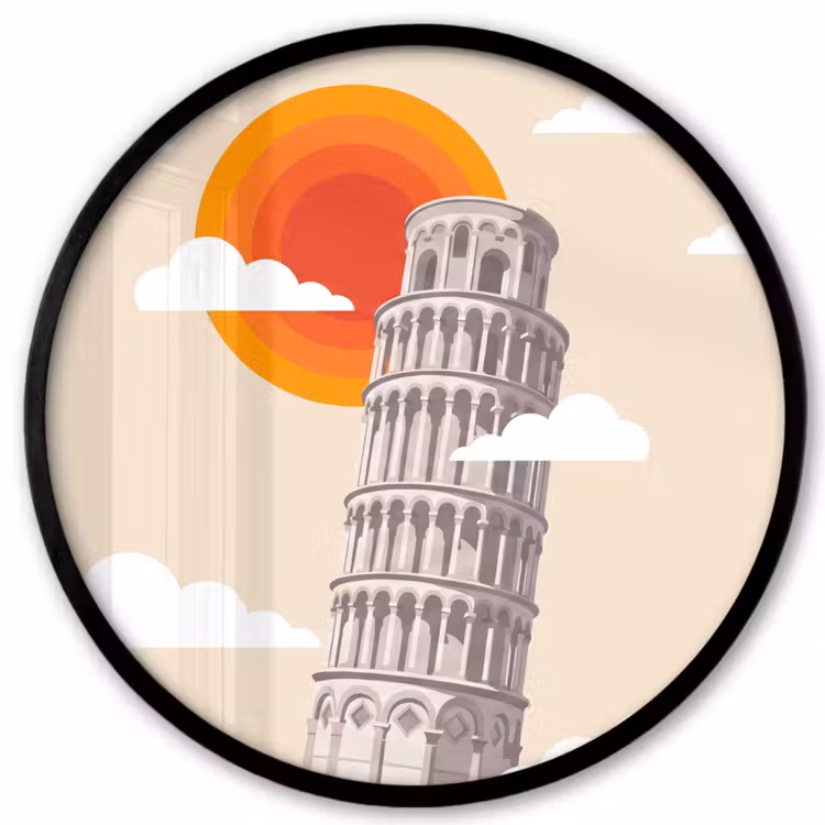 Toren - Pisa - Architectuur - Minimalistisch - Beige Fotolijst rond zonder passe partout klein -3d