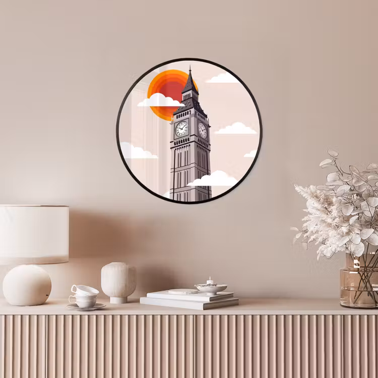 Toren - Klok - Londen - Architectuur - Retro Fotolijst rond zonder passe partout klein -sfeer3