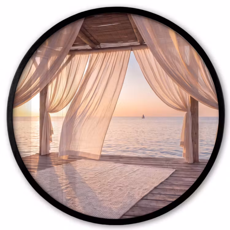 Overkapping - Zee - Zonsondergang - Vakantie - Rust Fotolijst rond zonder passe partout klein -3d
