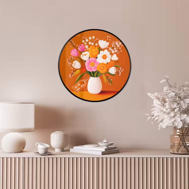 Vaas - Bloemen - Oranje Fotolijst rond zonder passe partout klein -sfeer3