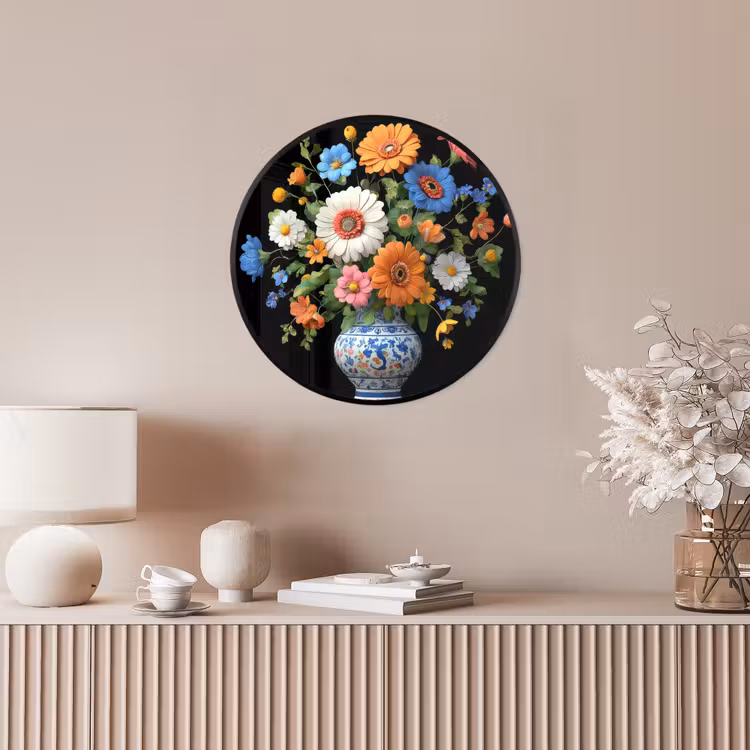 Vaas - Boeket - Bloemen - Kleur Fotolijst rond zonder passe partout klein -sfeer3