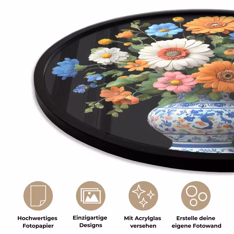 Vaas - Boeket - Bloemen - Kleur Fotolijst rond zonder passe partout klein -closeup_DE