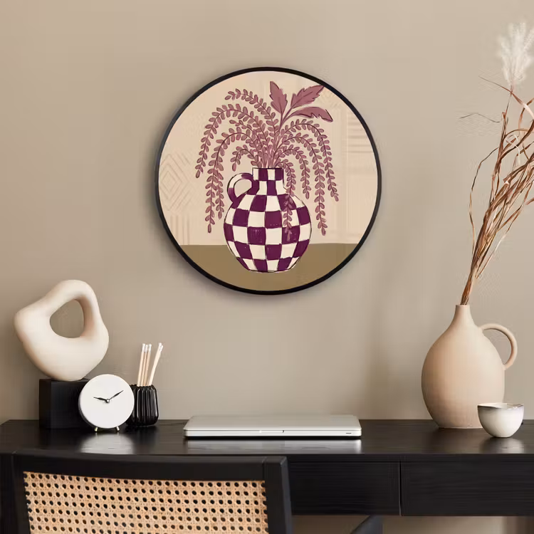 Vaas - Geruit - Planten - Modern - Paars Fotolijst rond zonder passe partout klein -sfeer1