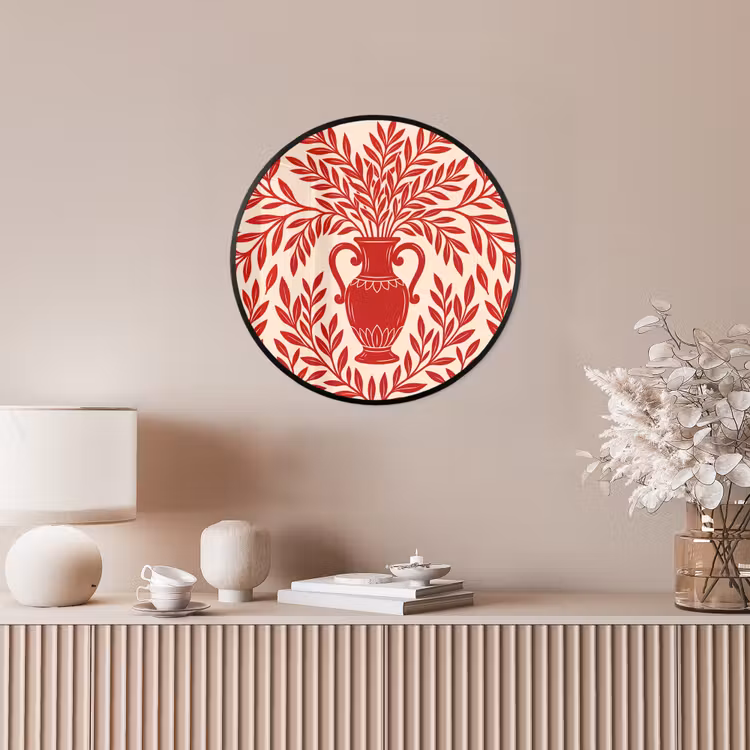 Vaas - Planten - Decoratie - Abstract - Rood Fotolijst rond zonder passe partout klein -sfeer3