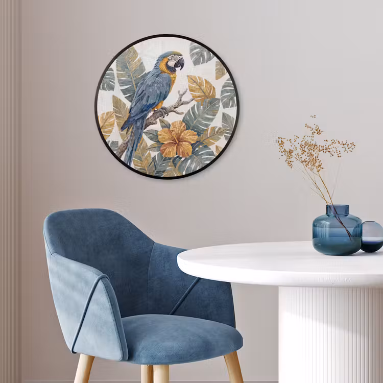 Vogel - Tak - Natuur - Mozaïek - Blauw Fotolijst rond zonder passe partout klein -sfeer2
