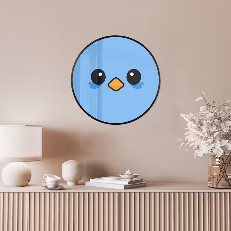 Vogel - Blauw - Eenvoudig Fotolijst rond zonder passe partout klein -sfeer3