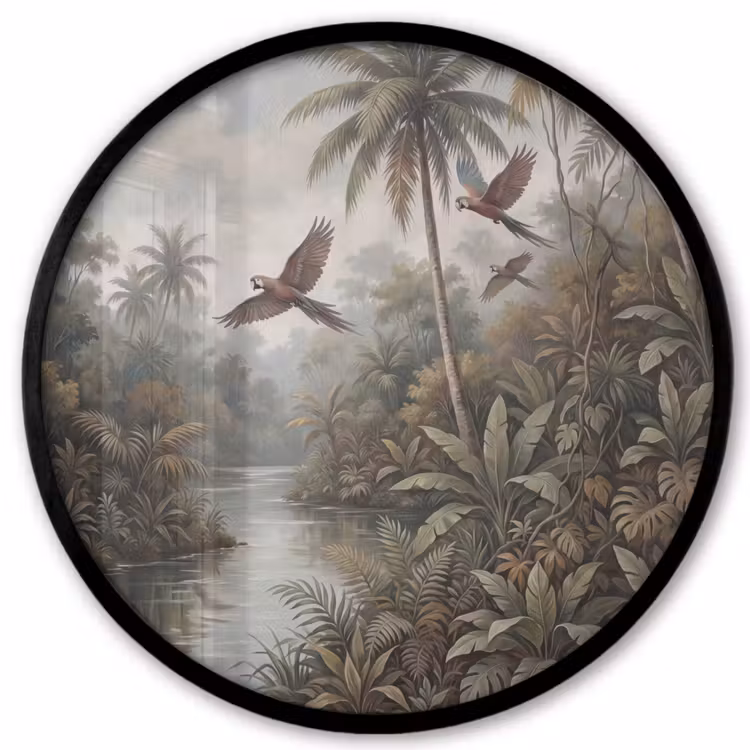 Vogel - Vliegend - Tropisch - Landschap - Klassiek Fotolijst rond zonder passe partout klein -3d