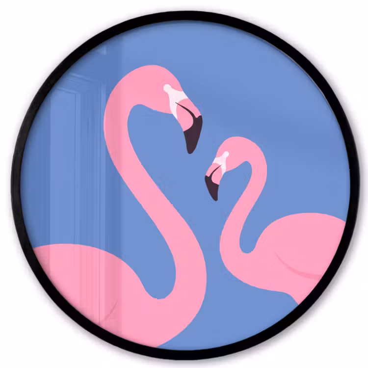 Vogel - Paar - Dieren - Modern - Roze Fotolijst rond zonder passe partout klein -3d