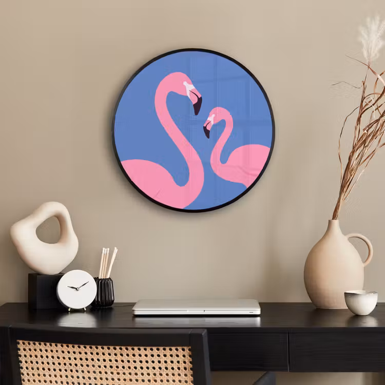 Vogel - Paar - Dieren - Modern - Roze Fotolijst rond zonder passe partout klein -sfeer1