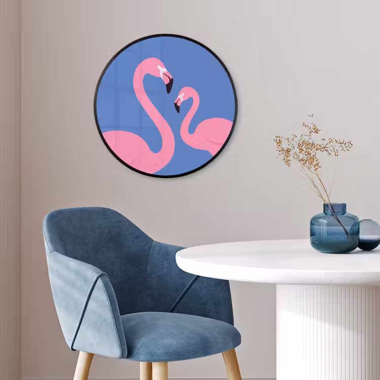 Vogel - Paar - Dieren - Modern - Roze Fotolijst rond zonder passe partout klein -sfeer2