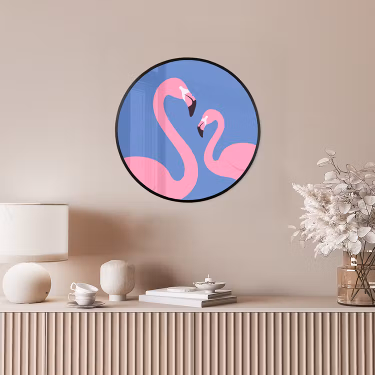 Vogel - Paar - Dieren - Modern - Roze Fotolijst rond zonder passe partout klein -sfeer3