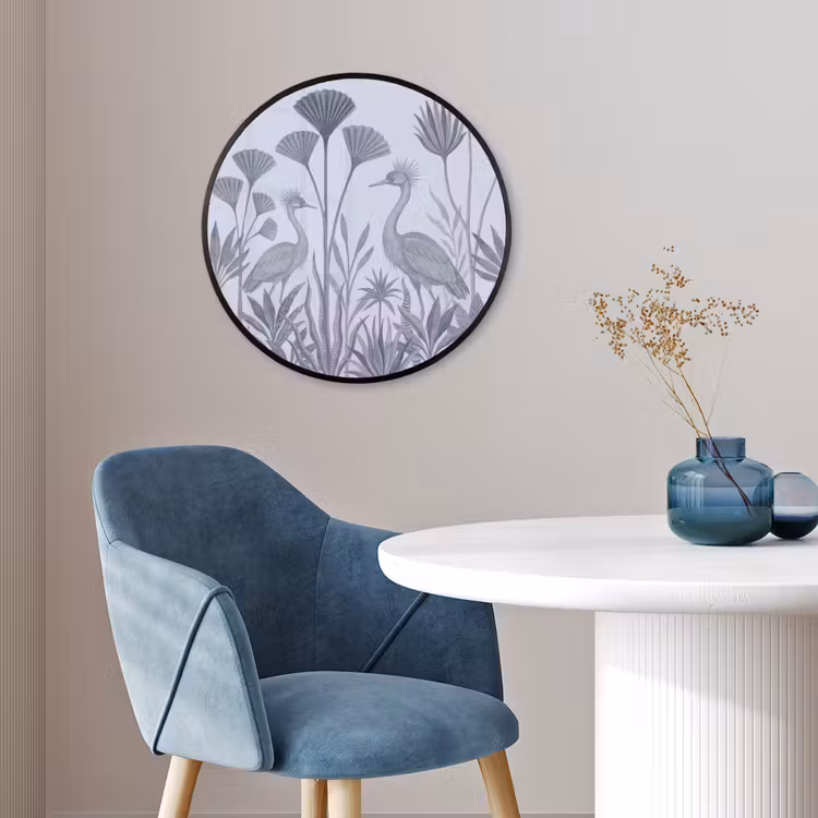 Vogel - Tropisch - Illustratie - Blauwgrijs - Natuur Fotolijst rond zonder passe partout klein -sfeer2