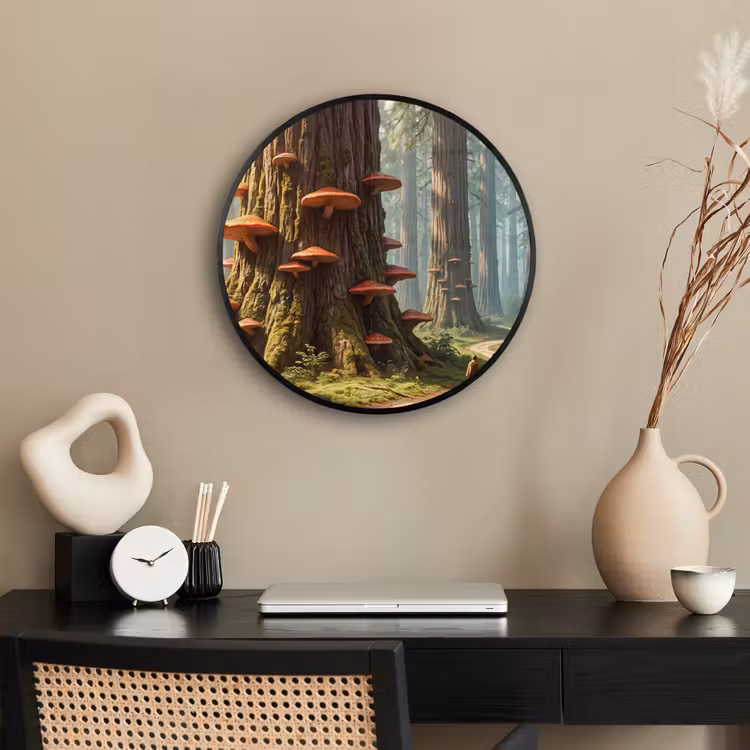 Poster im Rahmen Rund - Wald – Bäume – Natur - Bos - Bomen - Natuur Fotolijst rond zonder passe partout klein