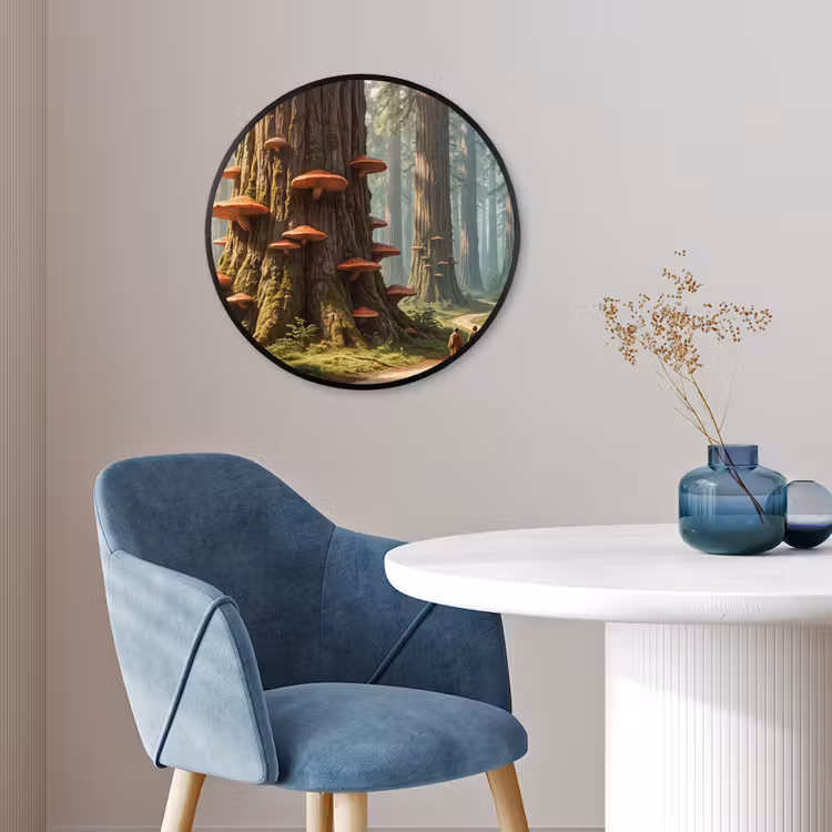 Poster im Rahmen Rund - Wald – Bäume – Natur - Bos - Bomen - Natuur Fotolijst rond zonder passe partout klein