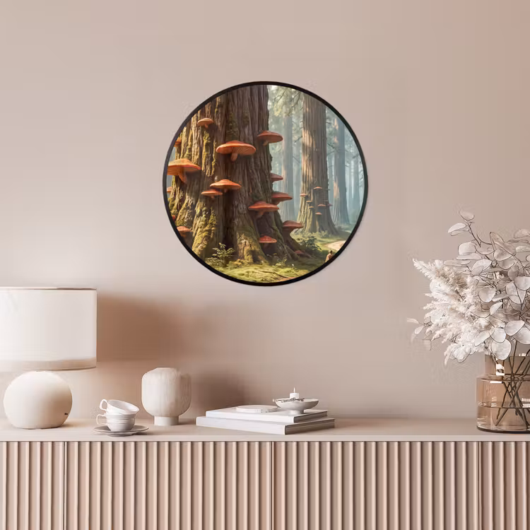 Poster im Rahmen Rund - Wald – Bäume – Natur - Bos - Bomen - Natuur Fotolijst rond zonder passe partout klein