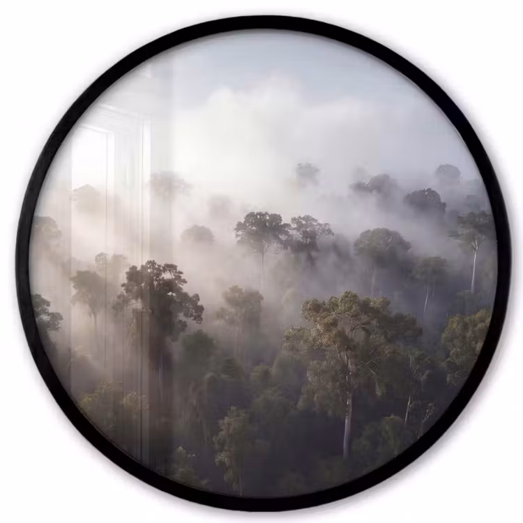 Bos - Mist - Natuur - Groen Fotolijst rond zonder passe partout klein -3d