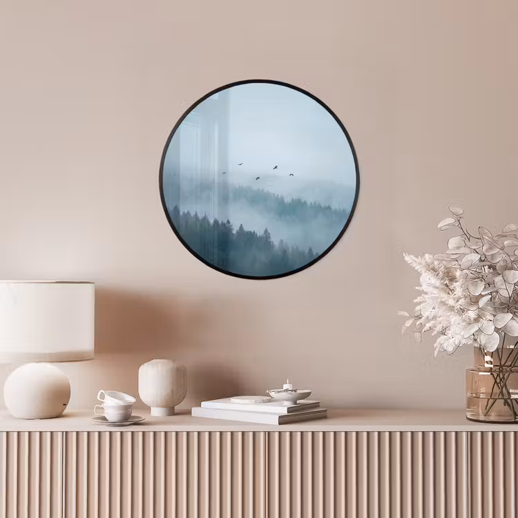 Bos - Mist - Vogels - Natuur - Groen Fotolijst rond zonder passe partout klein -sfeer3