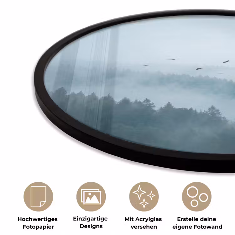 Bos - Mist - Vogels - Natuur - Groen Fotolijst rond zonder passe partout klein -closeup_DE