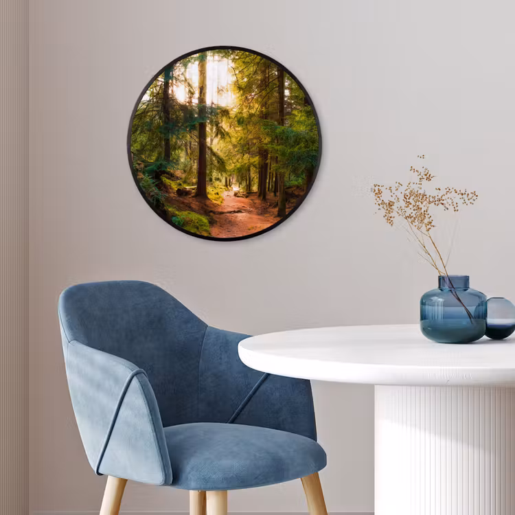 Bos - Pad - Bomen - Groen - Zon - Natuur Fotolijst rond zonder passe partout klein -sfeer2