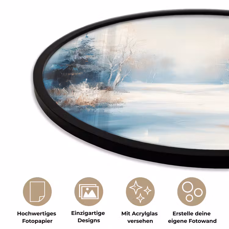 Bos - Winter - Natuur - Abstract - Sneeuw Fotolijst rond zonder passe partout klein -closeup_DE