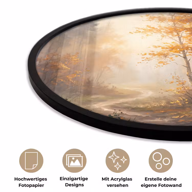 Bospad - Herfstbladeren - Natuur - Schilderachtig - Oranje Fotolijst rond zonder passe partout klein -closeup_DE