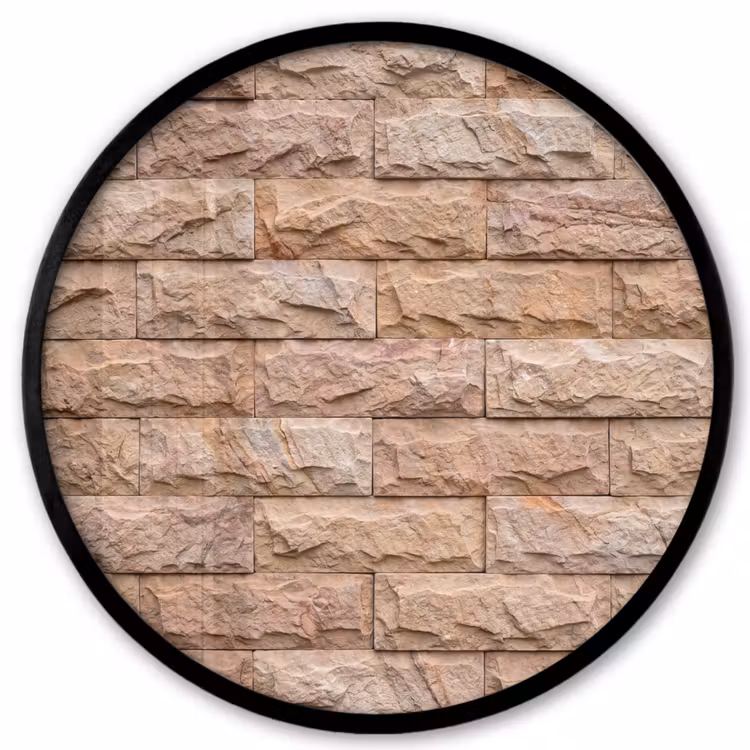 Muur - Steen - Ruw - Textuur - Beige Fotolijst rond zonder passe partout klein -3d