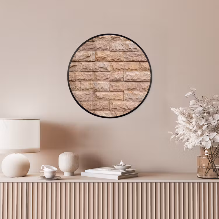 Muur - Steen - Ruw - Textuur - Beige Fotolijst rond zonder passe partout klein -sfeer3