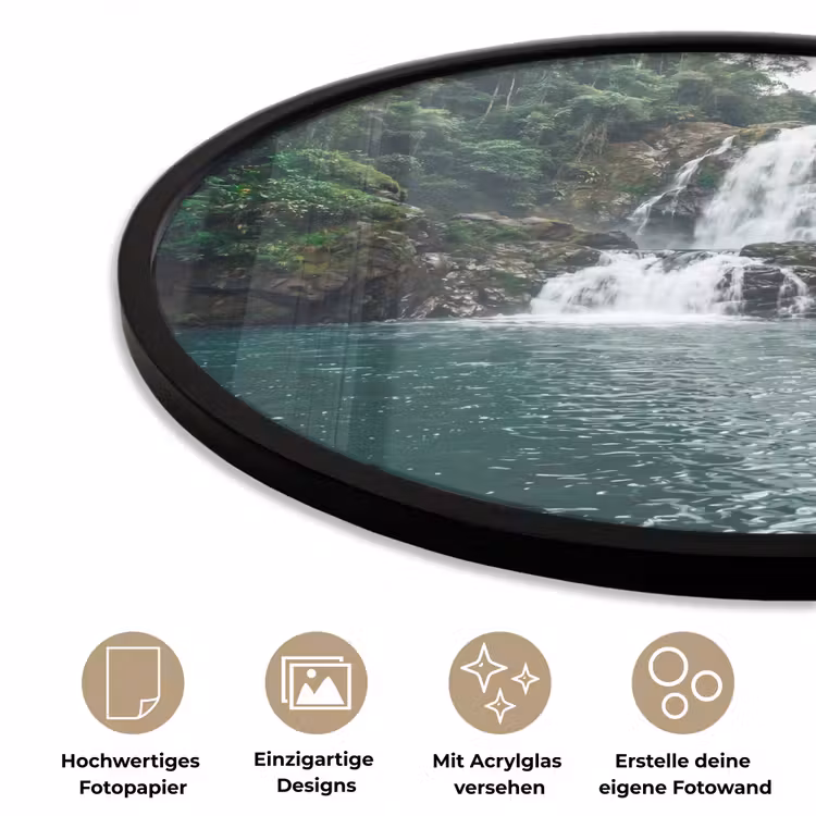 Waterfall - Forest - Nature - Greenkhgyguyg Fotolijst rond zonder passe partout klein -closeup_DE