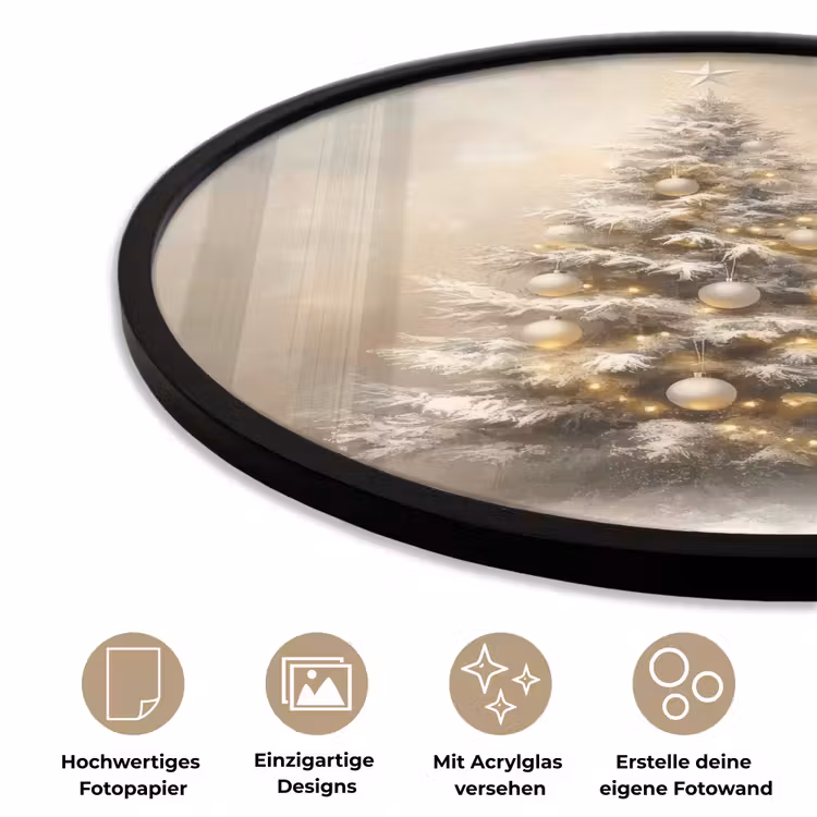 Kerst - kerstboom - Sneeuw - Art Fotolijst rond zonder passe partout klein -closeup_DE