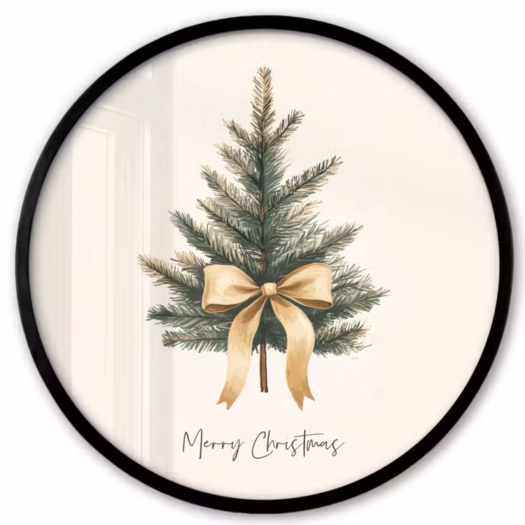 Kerstboom - Kerst - Merry Christmas - Beige Fotolijst rond zonder passe partout klein -3d