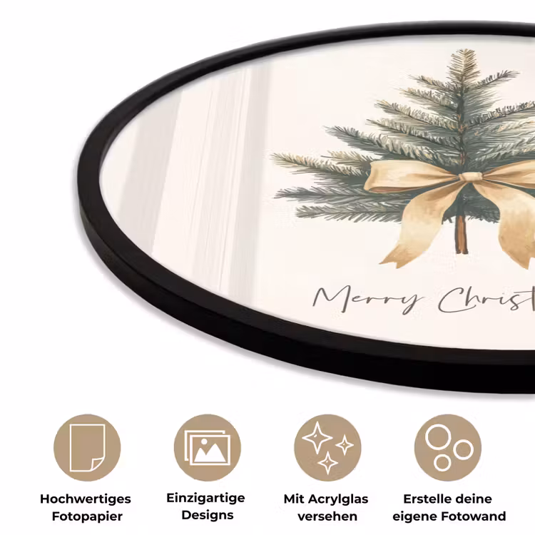 Kerstboom - Kerst - Merry Christmas - Beige Fotolijst rond zonder passe partout klein -closeup_DE
