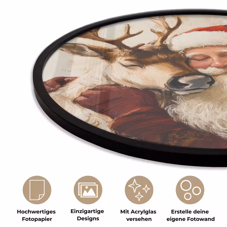 Kerstman - Rendier - Kerst - Christmas Fotolijst rond zonder passe partout klein -closeup_DE