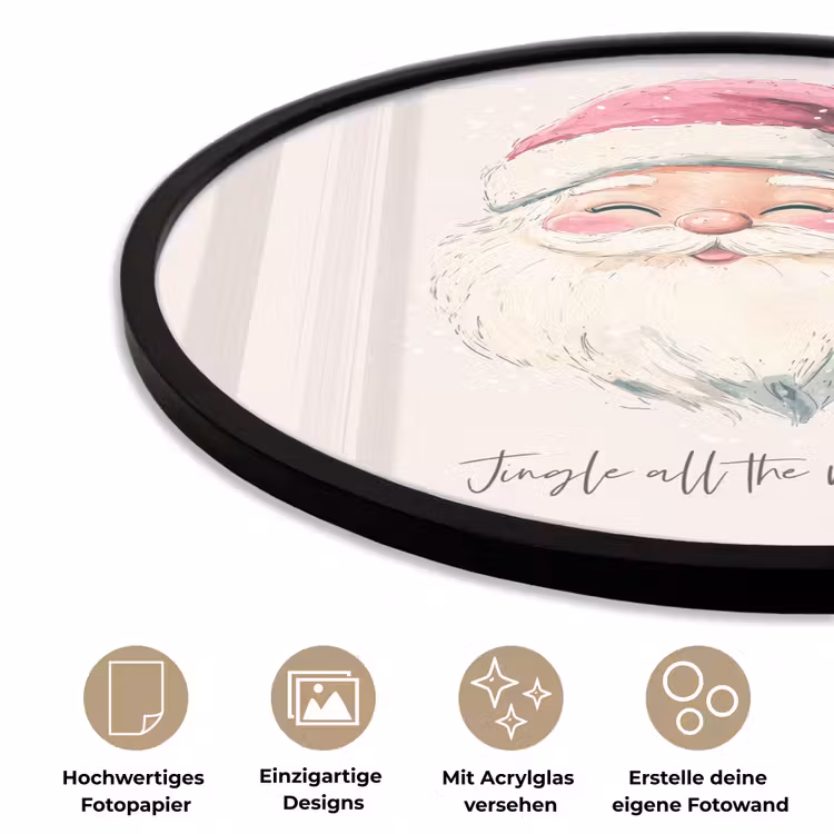 Kerstman - Kerst - Quote - Beige Fotolijst rond zonder passe partout klein -closeup_DE