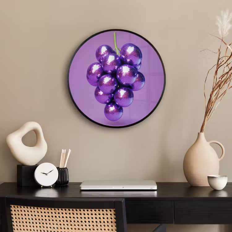 Druif - Disco - Glitter - Paars Fotolijst rond zonder passe partout klein -sfeer1