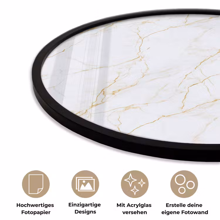 Wit - Marmer - Goud - Luxueus Fotolijst rond zonder passe partout klein 856 -closeup_DE
