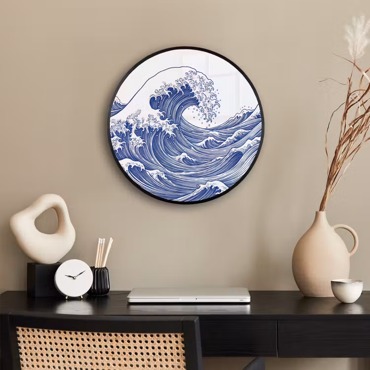Golf - Japans - Zee - Illustratie - Blauw Fotolijst rond zonder passe partout klein -sfeer1