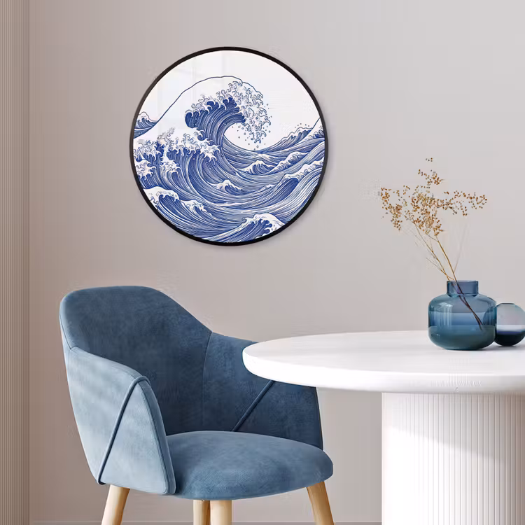Golf - Japans - Zee - Illustratie - Blauw Fotolijst rond zonder passe partout klein -sfeer2