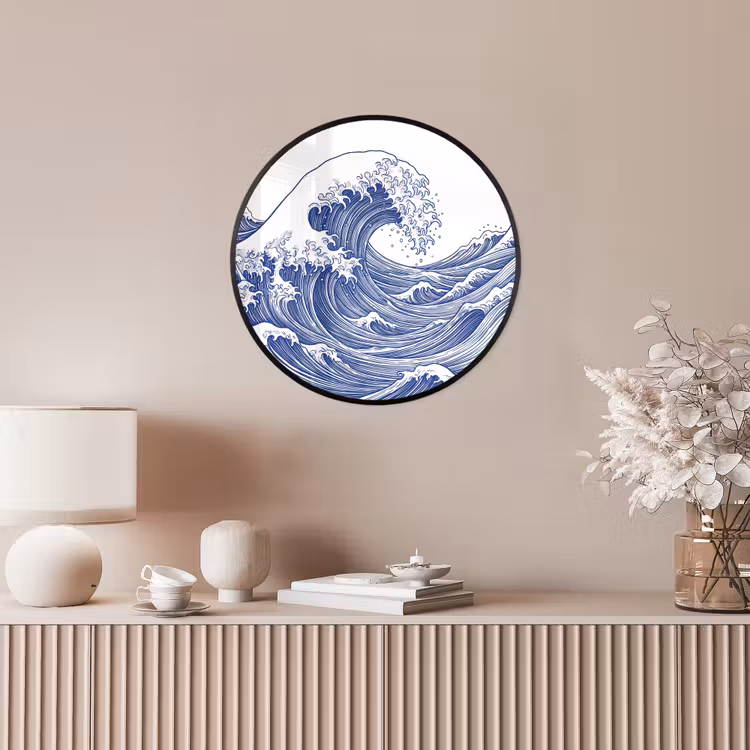 Golf - Japans - Zee - Illustratie - Blauw Fotolijst rond zonder passe partout klein -sfeer3