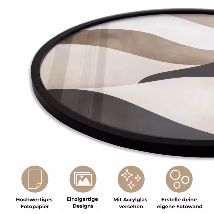Golven - Abstract - Beige Fotolijst rond zonder passe partout klein -closeup_DE