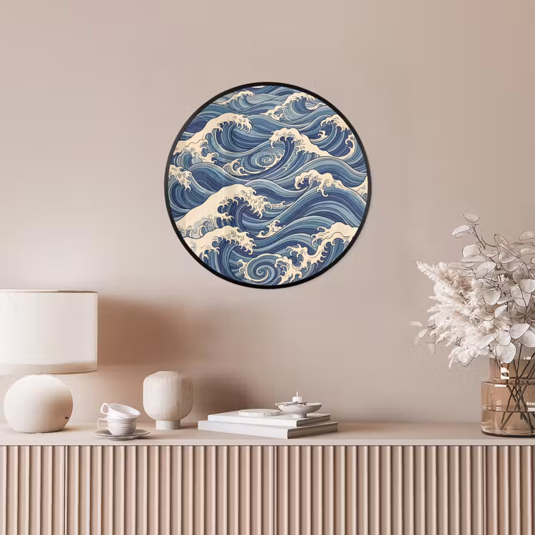 Golven - Zee - Natuur - Abstract - Blauw Fotolijst rond zonder passe partout klein -sfeer3