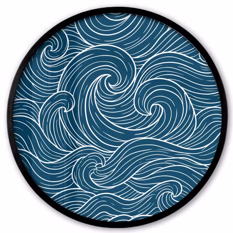 Golven - Spiraal - Water - Abstract - Blauw Fotolijst rond zonder passe partout klein -3d