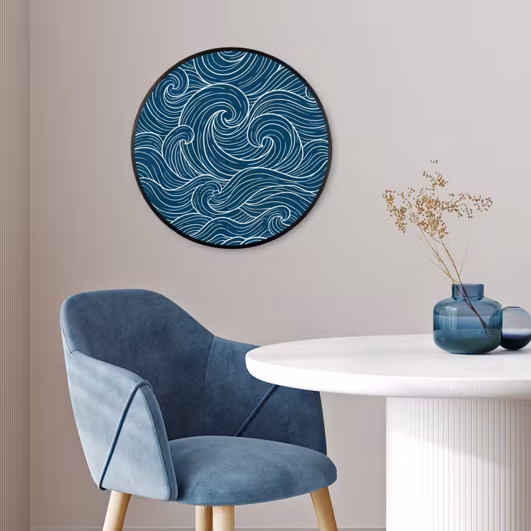 Golven - Spiraal - Water - Abstract - Blauw Fotolijst rond zonder passe partout klein -sfeer2