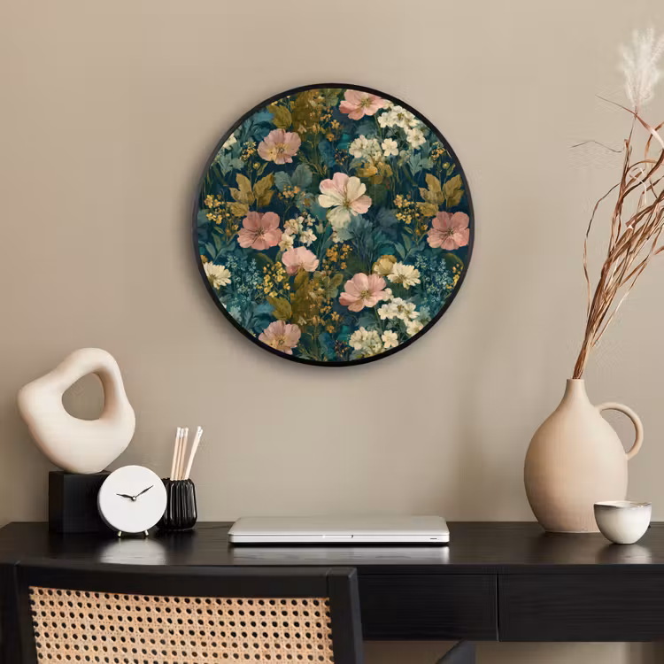 Wilde bloemen - Botanisch - Patroon - Roze - Romantisch Fotolijst rond zonder passe partout klein 856 -sfeer1